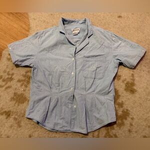 Calvin Klein Sports women denim size large button down denim short sleeve shirt